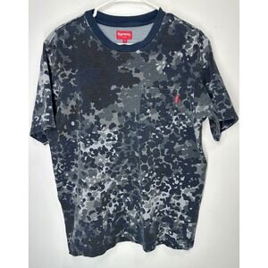 Supreme Camo Print Crew Neck Pocket T Shirt Short Sleeve Blue - Medium